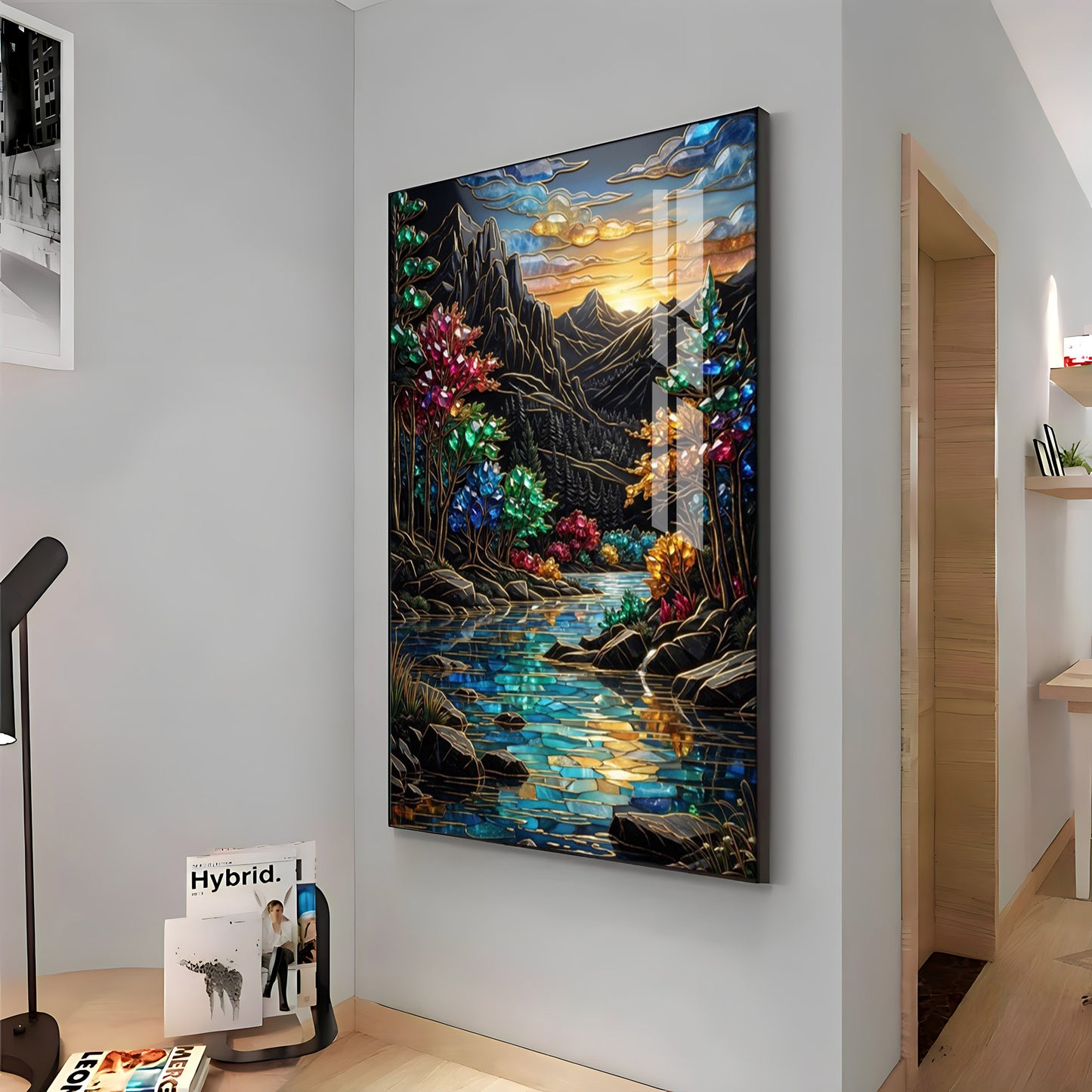 Depicting Mountains & River Premium Acrylic Vertical Wall Art