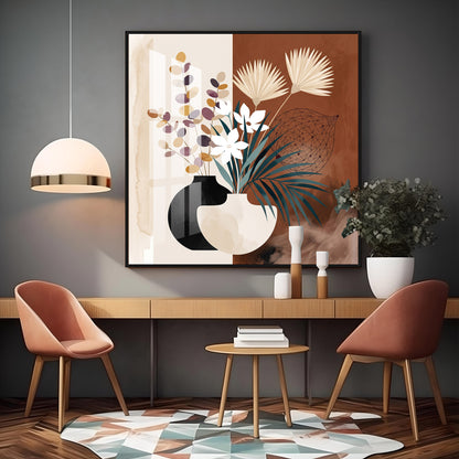 Two Overlapping Silhouettes Premium Acrylic Square Wall Art