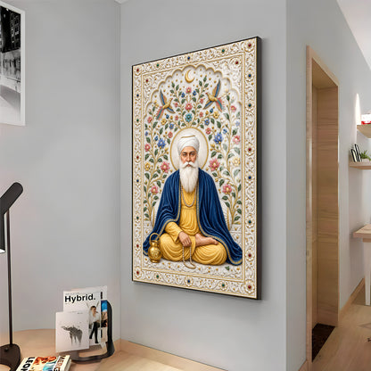 Guru Nanak Devji Blue Shawl Premium Acrylic Vertical Wall Art