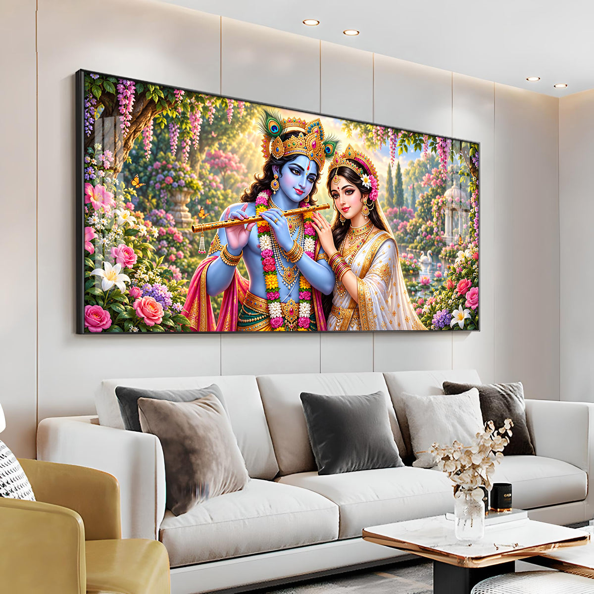 Shree Radhe Krishna Premium Acrylic Horizontal Wall Art