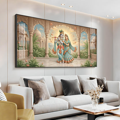 Radha Krishna Together Premium Acrylic Horizontal Wall Art