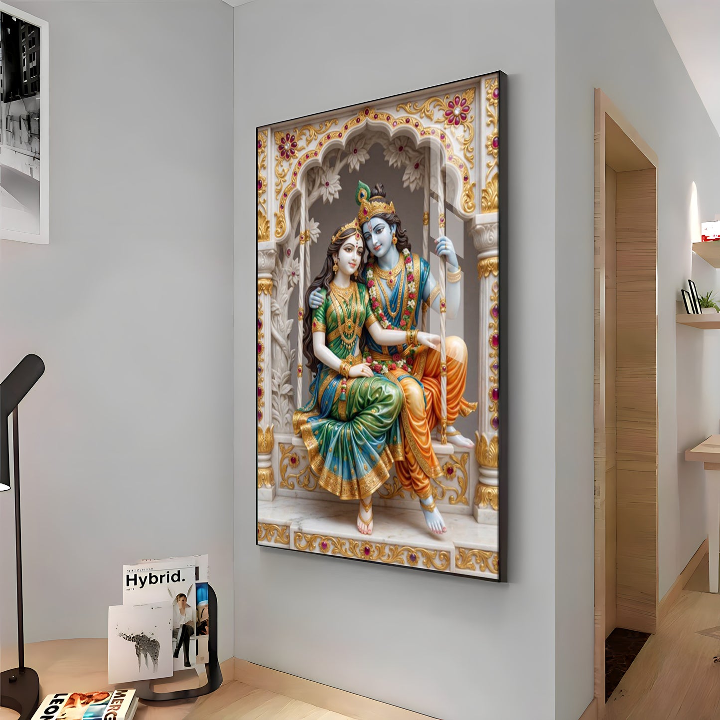 Sri Radha Krishna Blessing Premium Acrylic Vertical Wall Art