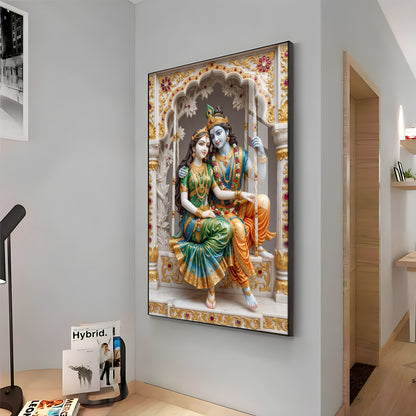 Sri Radha Krishna Blessing Premium Acrylic Vertical Wall Art
