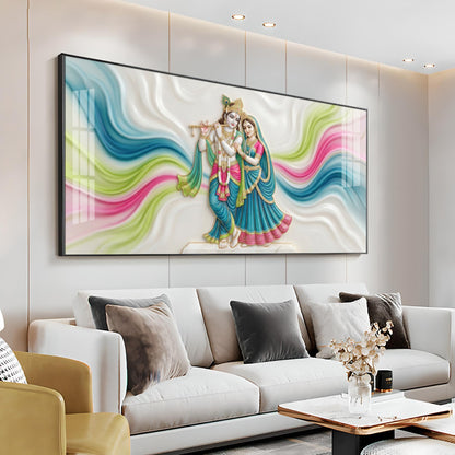 Vibrant Colors Radha Krishna Premium Acrylic Horizontal Wall Art