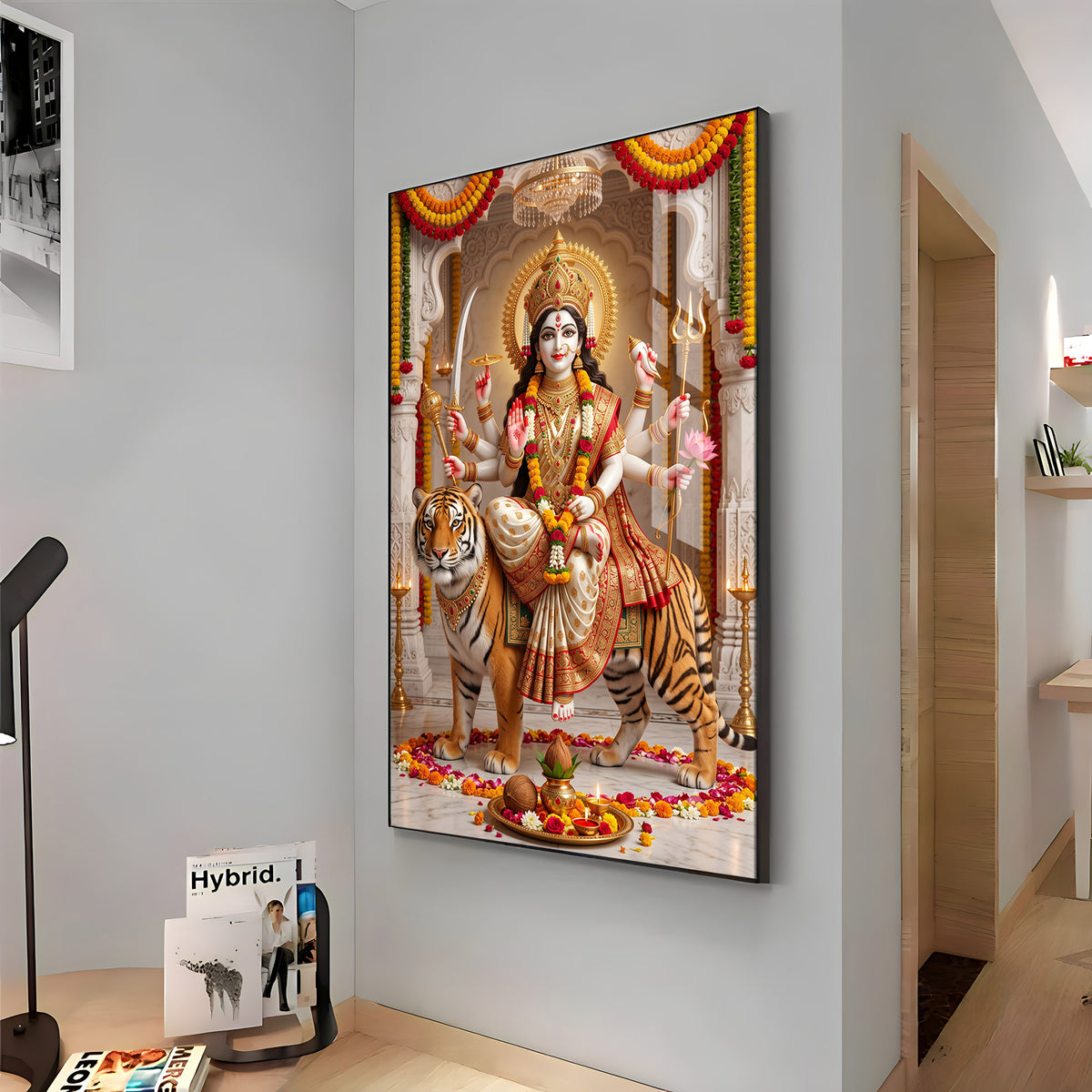 Divine Sherawali Maiya Premium Acrylic Vertical Wall Art