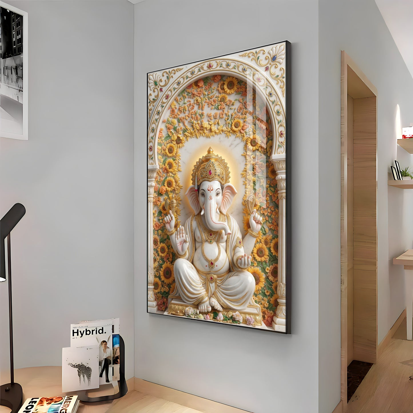 Hindu God Ganesh Ji Premium Acrylic Vertical Wall Art