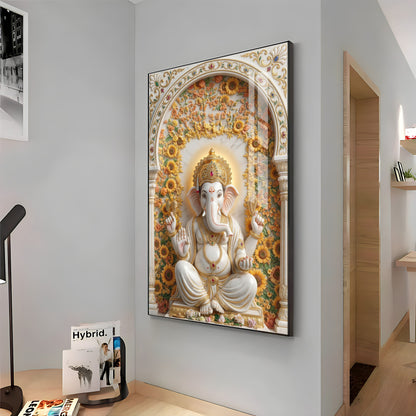 Hindu God Ganesh Ji Premium Acrylic Vertical Wall Art