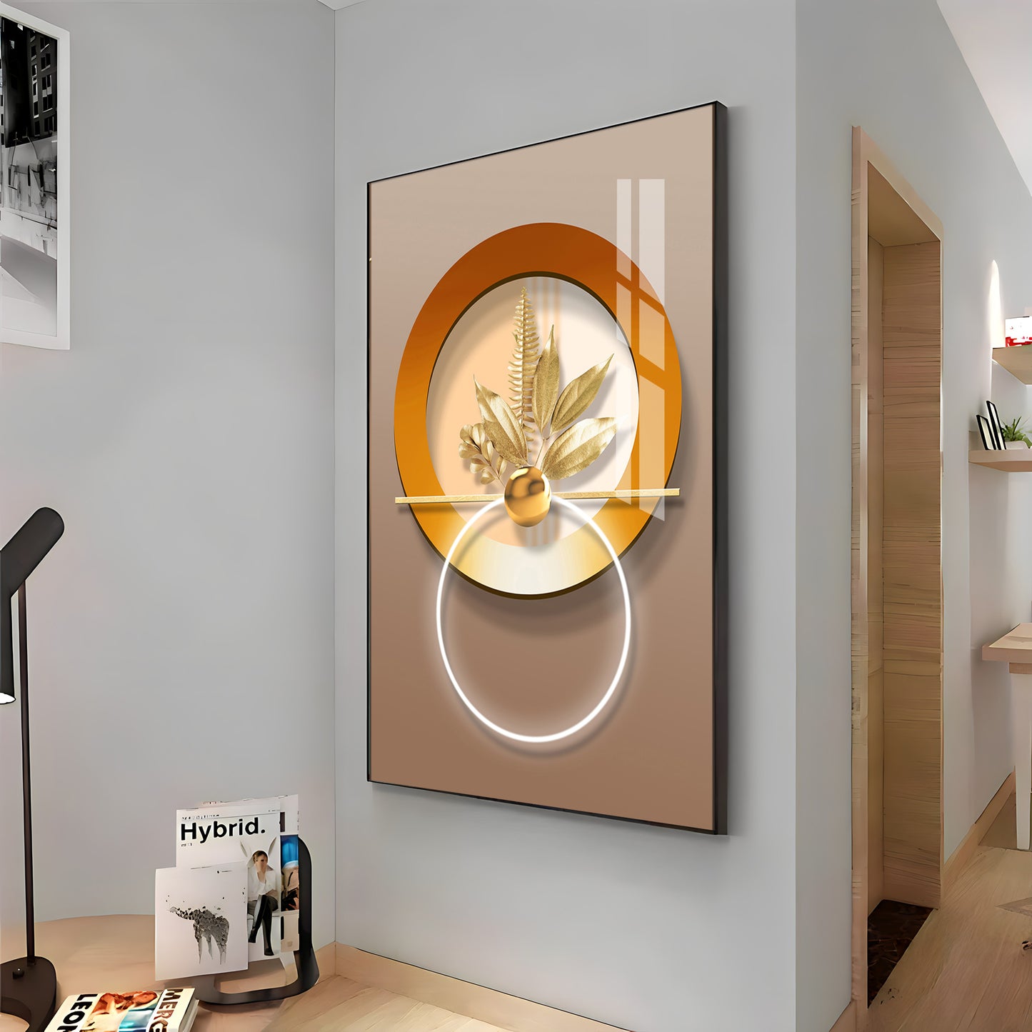 Golden Leaf Embrace Premium Acrylic Vertical Wall Art