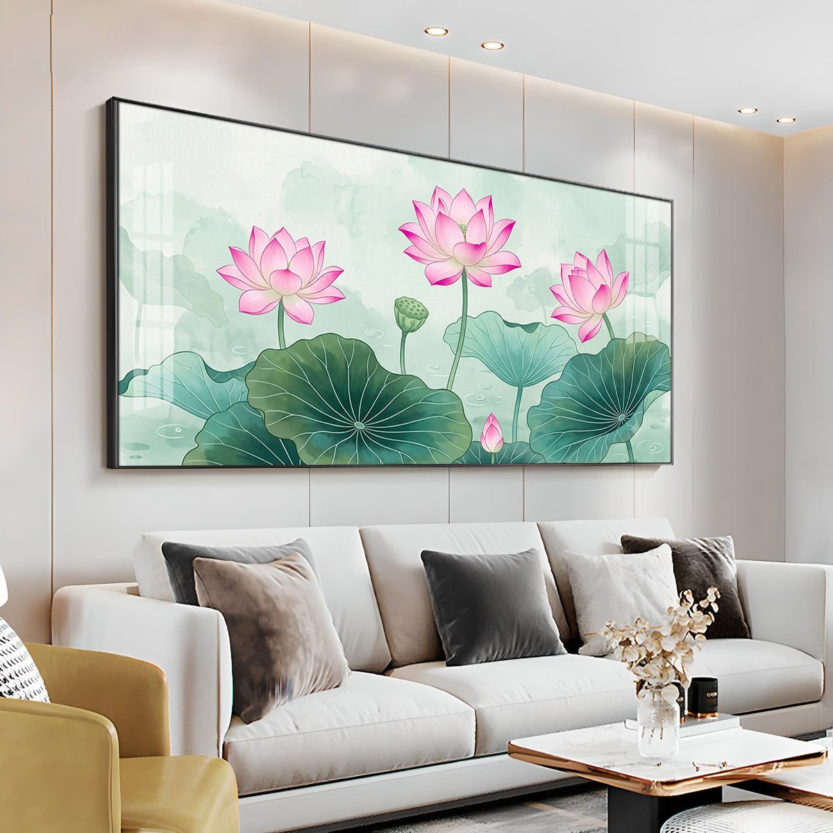 Lotus Flower Premium Acrylic Horizontal Wall Art