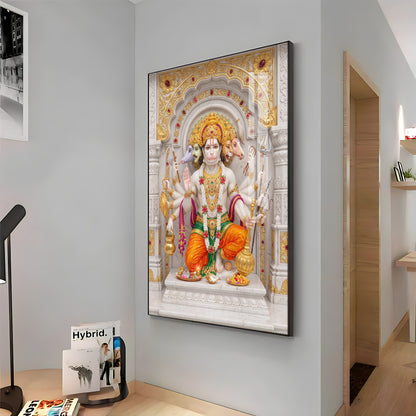Peaceful Presence Of Panchmukhi Hanuman Premium Acrylic Vertical Wall Art
