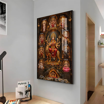 Goddess Navdurga Premium Acrylic Vertical Wall Art