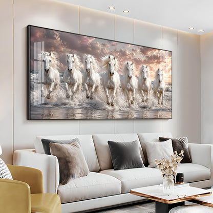 Seven White Horses Ocean Premium Acrylic Horizontal Wall Art