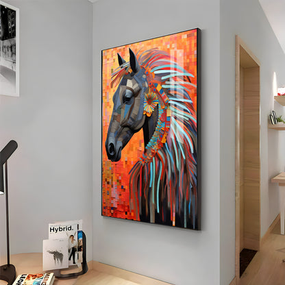 Multicolor Horse Premium Acrylic Vertical Wall Art