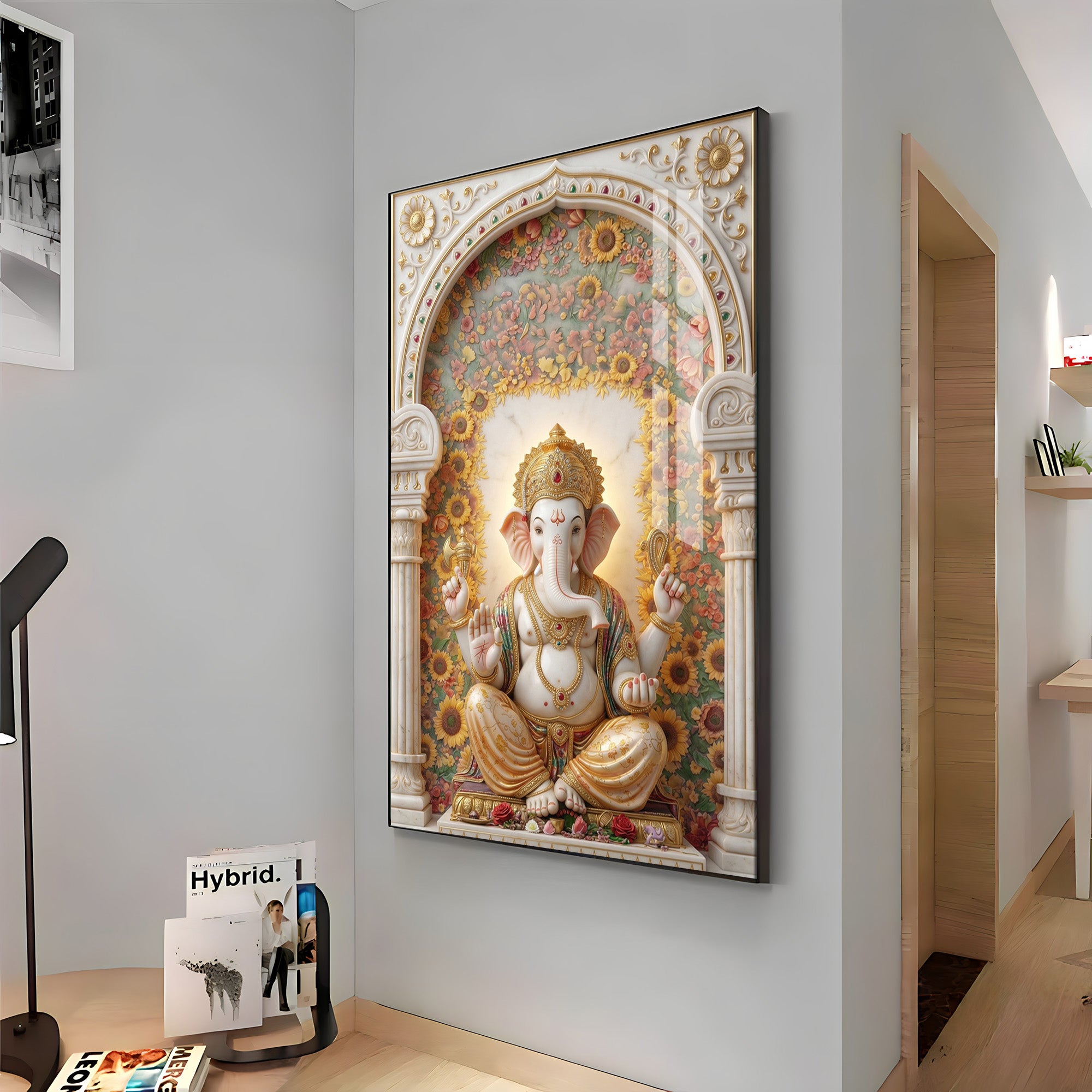Hindu Bhagwan Ganesha Premium Acrylic Vertical Wall Art
