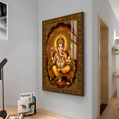 Divine Lord Ganesha Premium Acrylic Vertical Wall Art