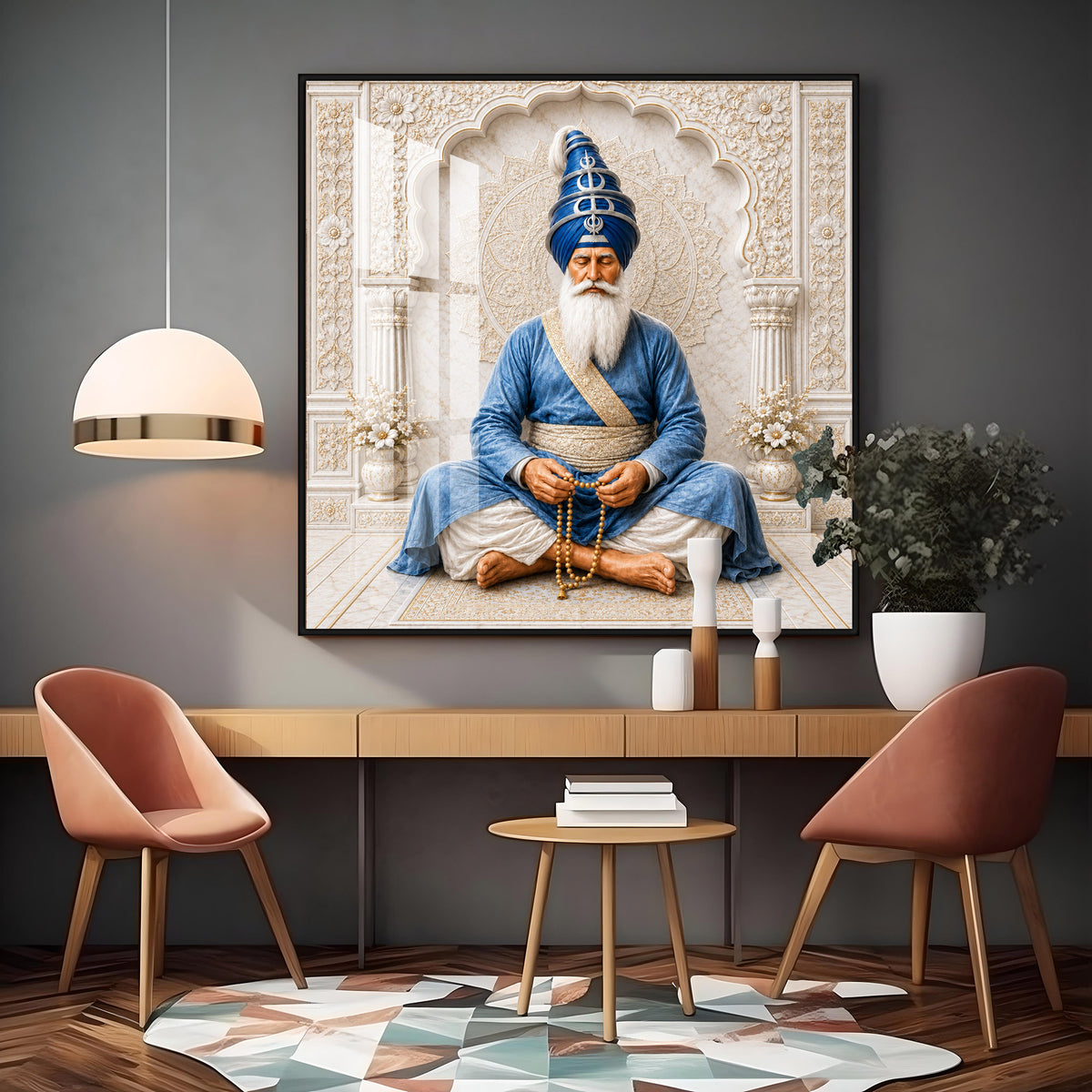Baba Deep Singh Ji Premium Acrylic Square Wall Art
