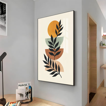 Stacked Bohemian Design With Leaf Premium Acrylic Vertical Wall Art