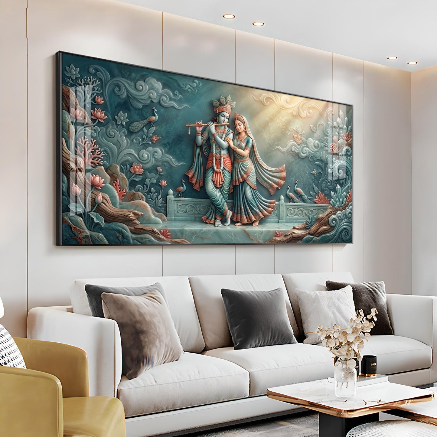 Hindu Deities Goddess Radha & Krishna Premium Acrylic Horizontal Wall Art