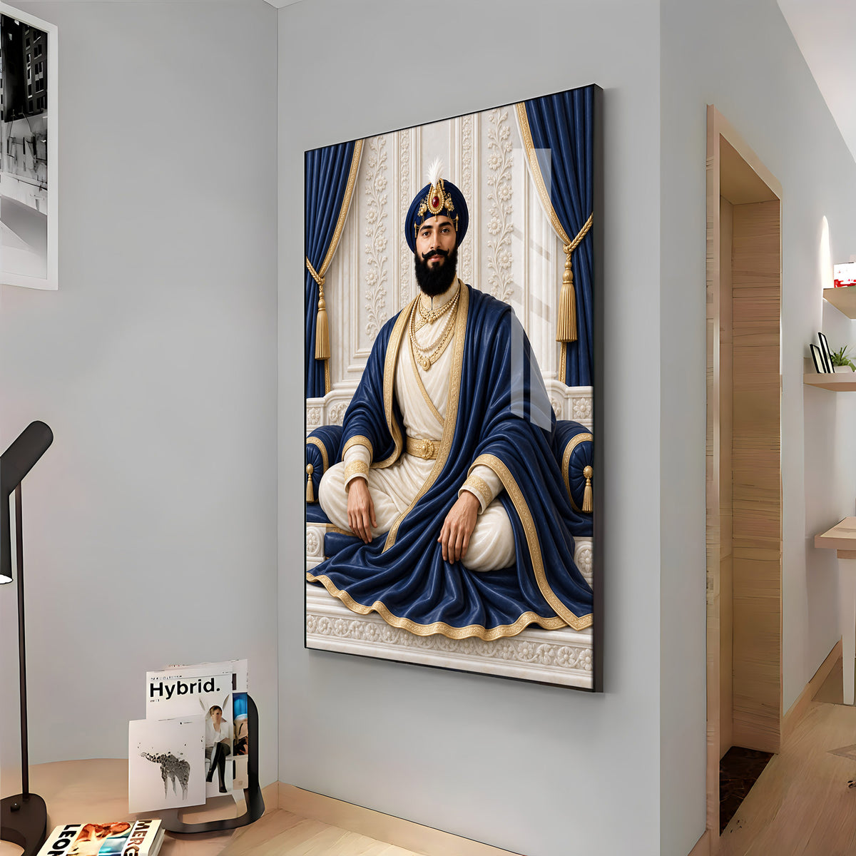 Guru Gobind Singh Ji In Blue Attire Premium Acrylic Vertical Wall Art