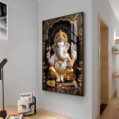 Hindu Lord Ganesh Ji Premium Acrylic Vertical Wall Art
