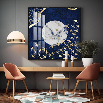 Flying Flamingo Premium Acrylic Square Wall Art