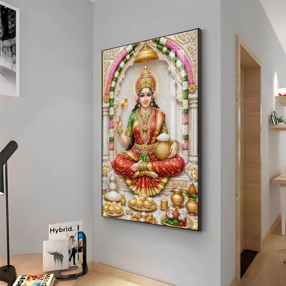 Goddess Annapurna Premium Acrylic Vertical Wall Art