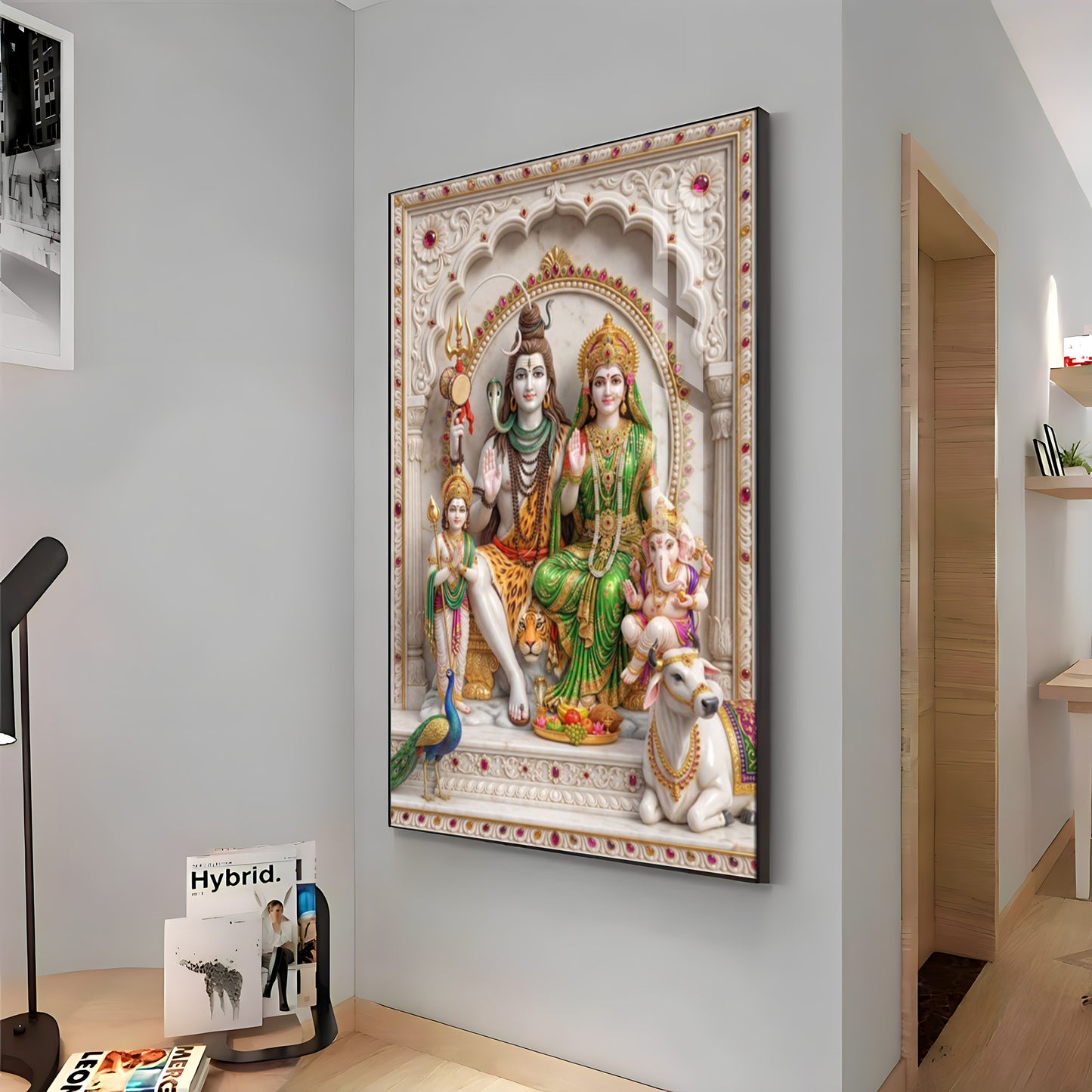Cosmic Energy Of Shiv Parivar Premium Acrylic Vertical Wall Art