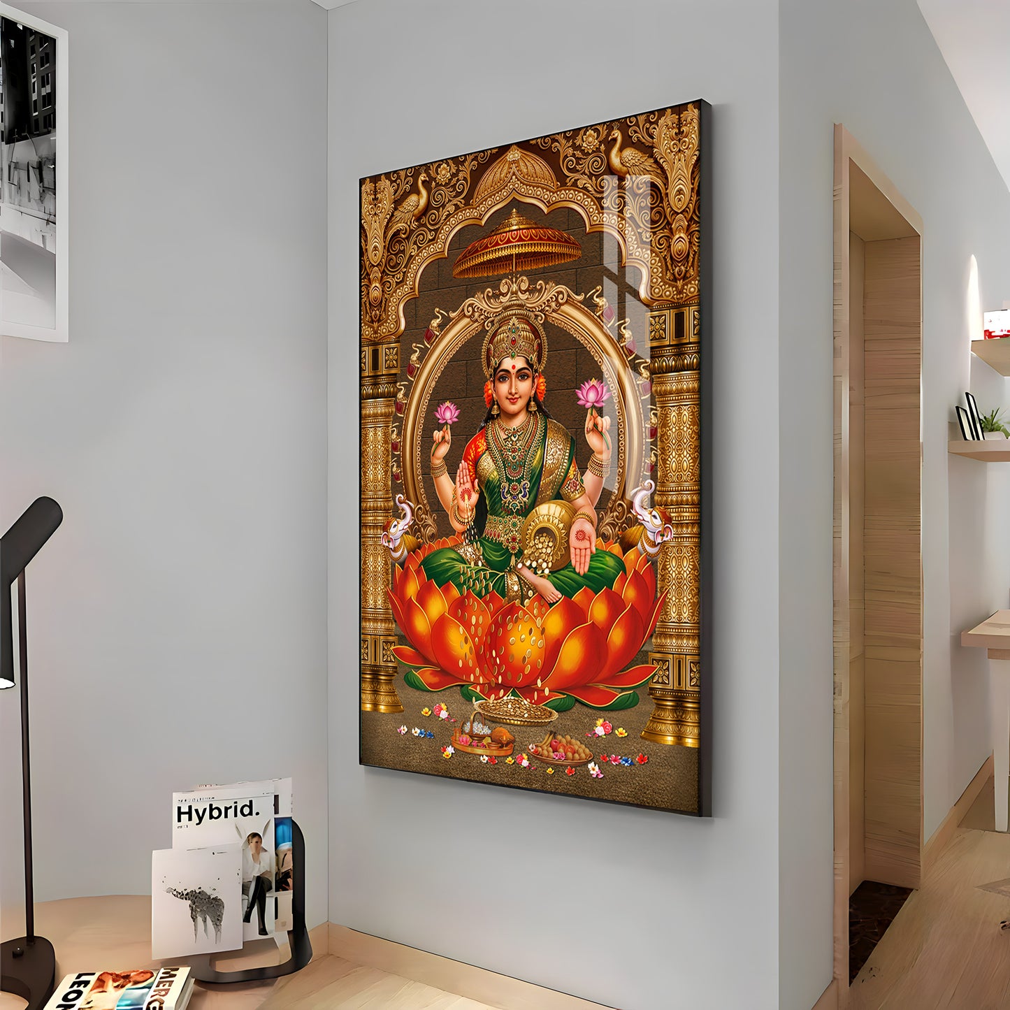 Goddess Lakshmi Premium Acrylic Vertical Wall Art