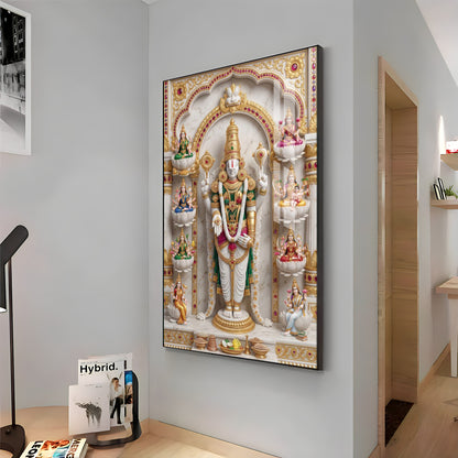 Lord Venkateswara Ashta Lakshmi Premium Acrylic Vertical Wall Art