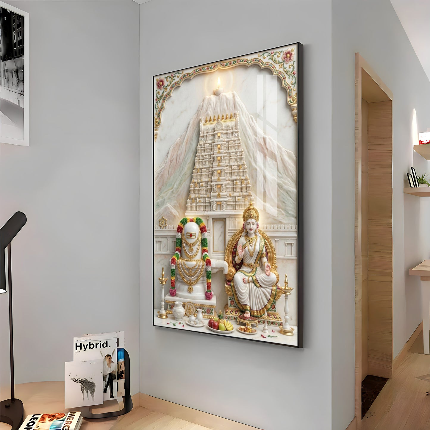 Shivalingam and Goddess Parvati Premium Acrylic Vertical Wall Art