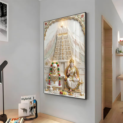 Shivalingam and Goddess Parvati Premium Acrylic Vertical Wall Art