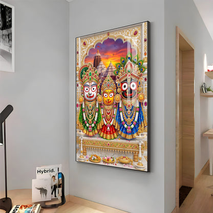 Lord Jagannath, Devi Subhadra & Lord Balabhadra Premium Acrylic Vertical Wall Art