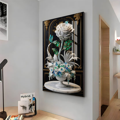 White Rose Premium Acrylic Vertical Wall Art