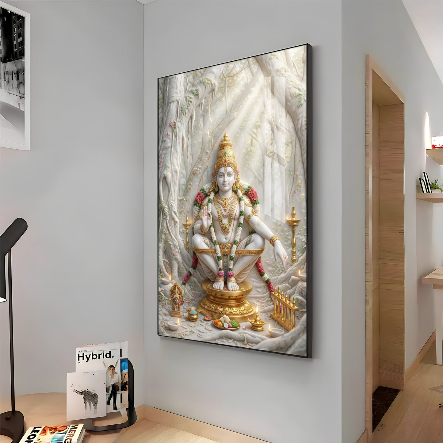 Hindu deity Ayyappan Ji Premium Acrylic Vertical Wall Art