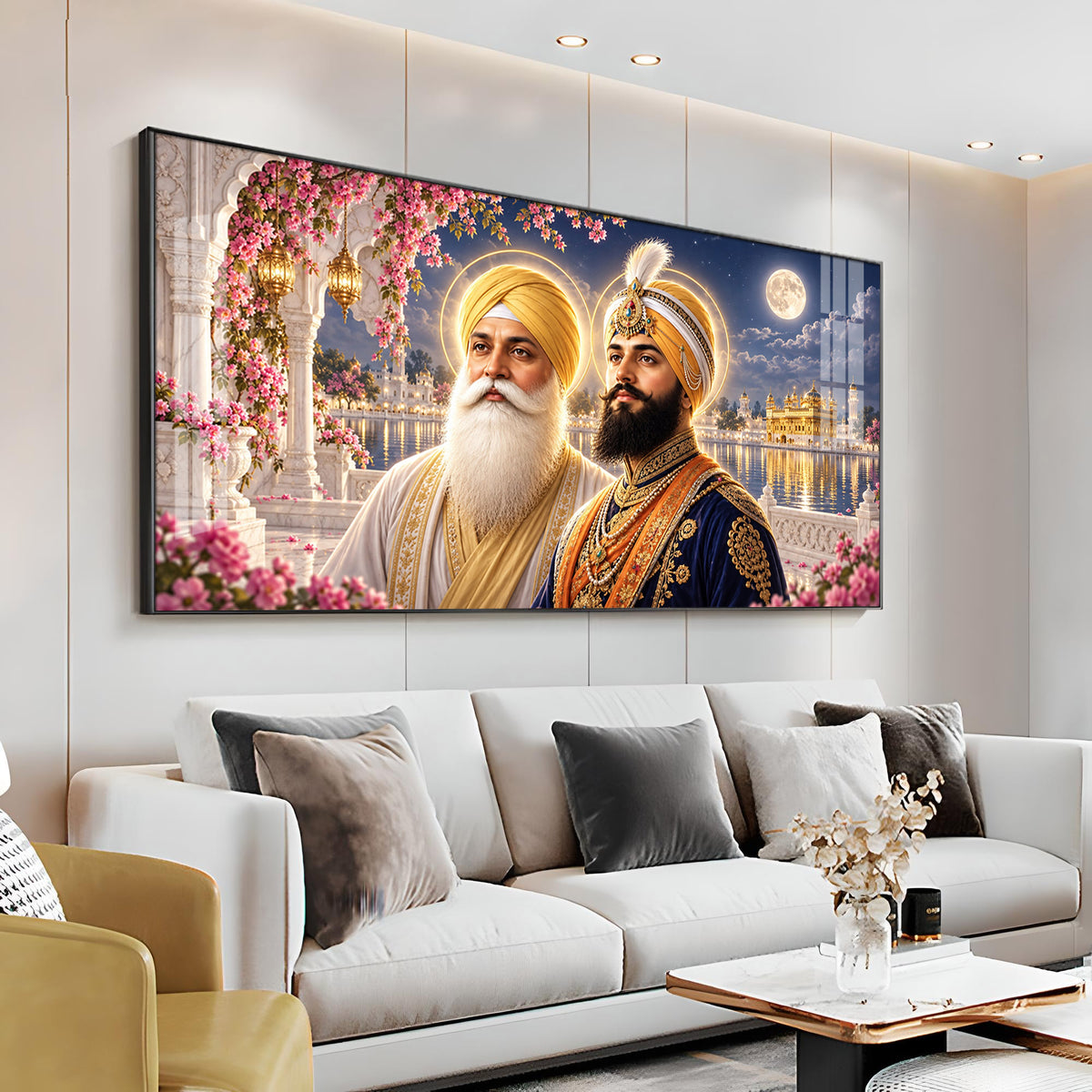 Guru Nanak Dev Ji and Guru Gobind Singh Ji Premium Acrylic Horizontal Wall Art