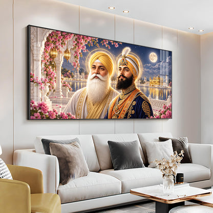 Guru Nanak Dev Ji and Guru Gobind Singh Ji Premium Acrylic Horizontal Wall Art