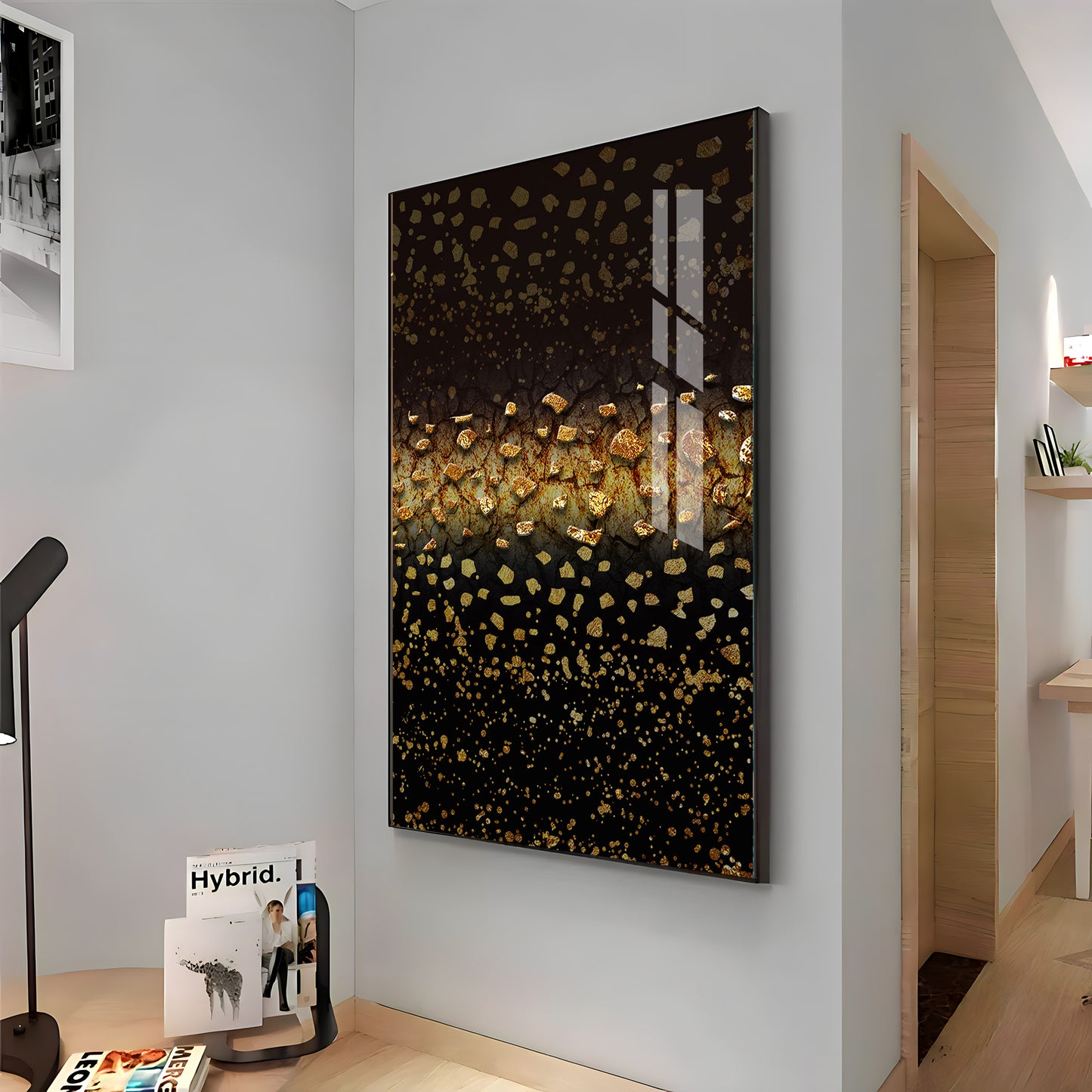 Golden Oasis Premium Acrylic Vertical Wall Art