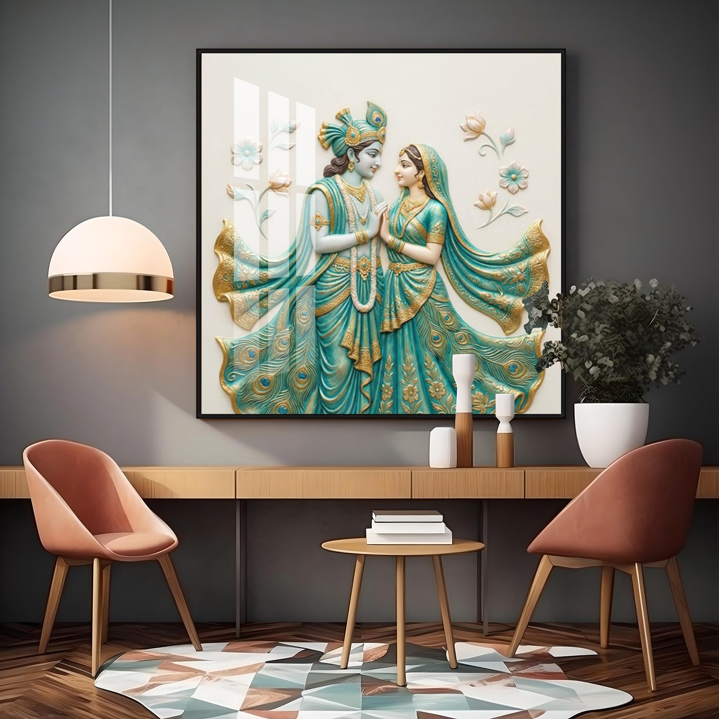 Divine Radha Krishna Premium Acrylic Square Wall Art