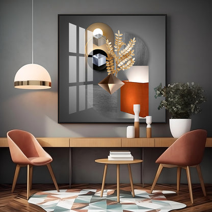 Aesthetic Combining Geometry With Gold Leaf Premium Acrylic Square Wall Art