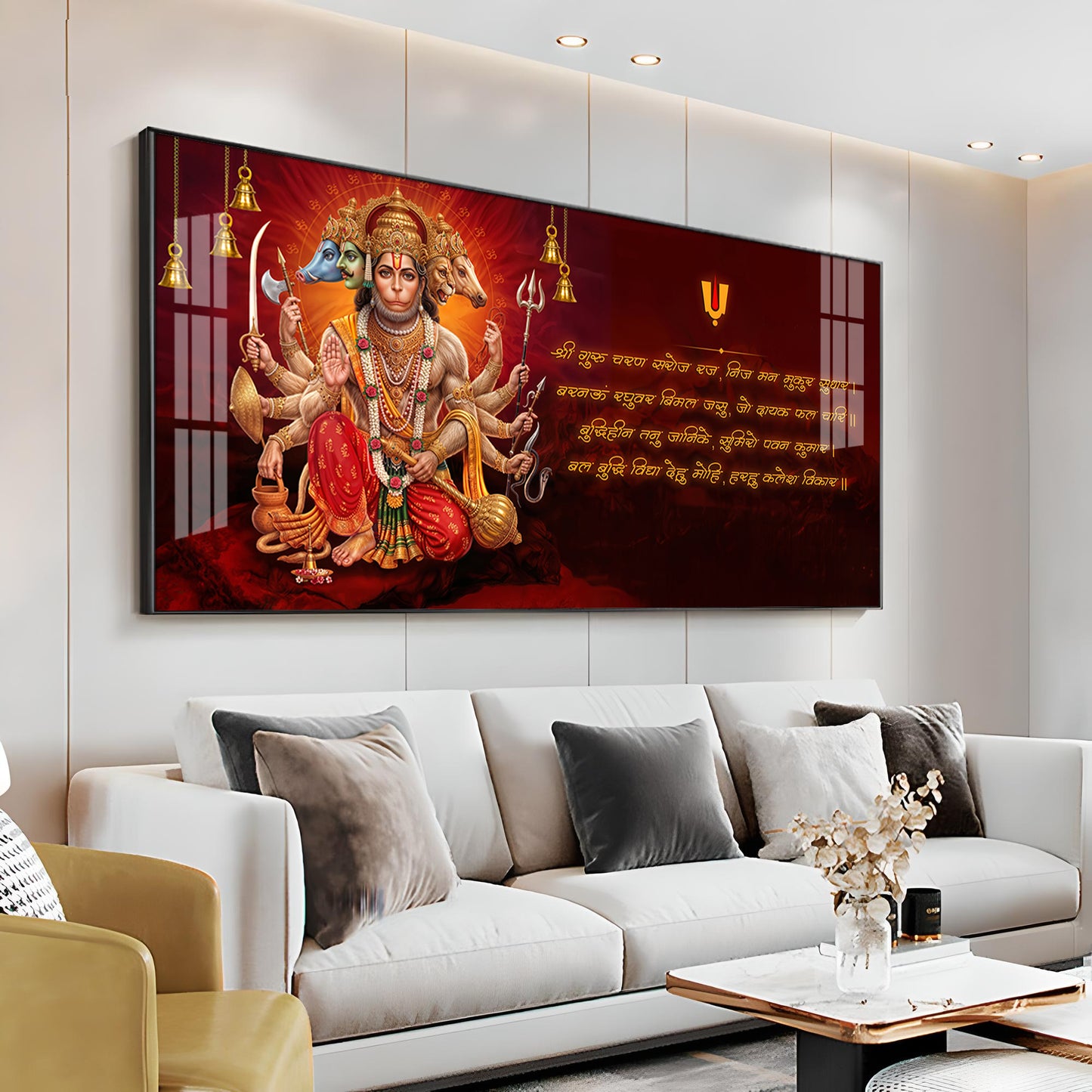 Panchmukhi Hanumanji Premium Acrylic Horizontal Wall Art