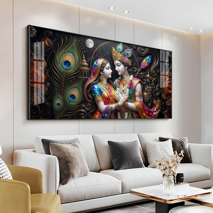 Blissful Radha Krishna Premium Acrylic Horizontal Wall Art