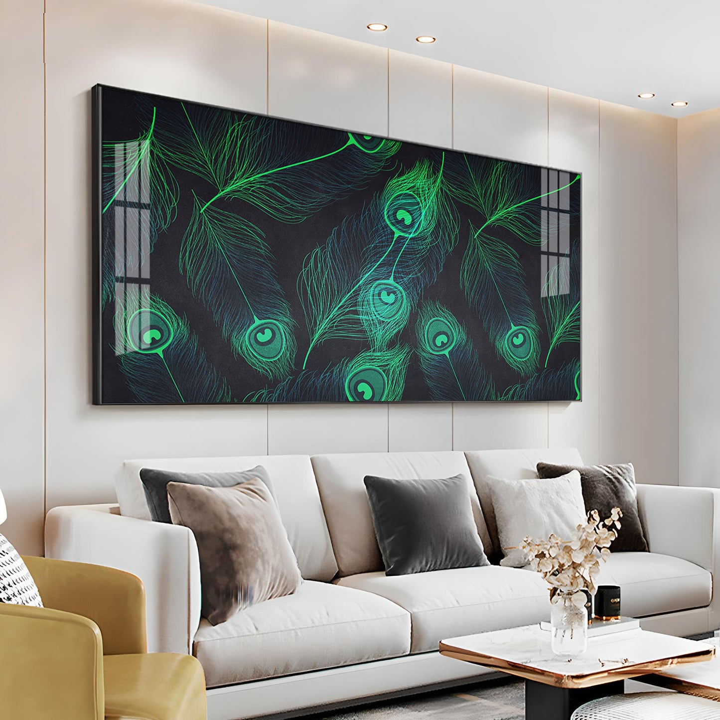 Peacock Feather Premium Acrylic Horizontal Wall Art