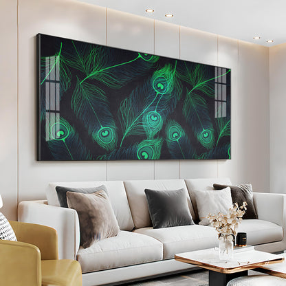 Peacock Feather Premium Acrylic Horizontal Wall Art