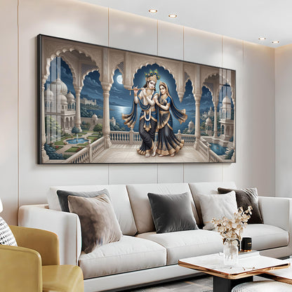 Devotional Lord Radha Krishna Premium Acrylic Horizontal Wall Art