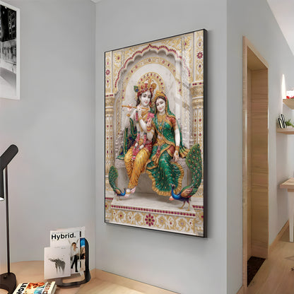 Radiant Radha Krishna Love Premium Acrylic Vertical Wall Art