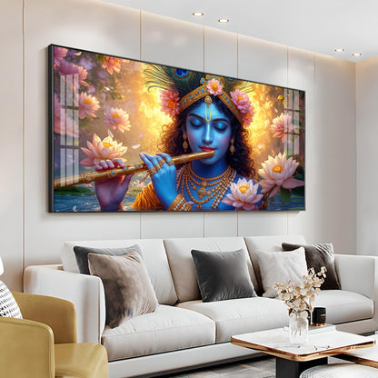 Krishna Bhagwan Premium Acrylic Horizontal Wall Art