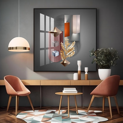 Geometric Designs With Gold Leaf Premium Acrylic Square Wall Art