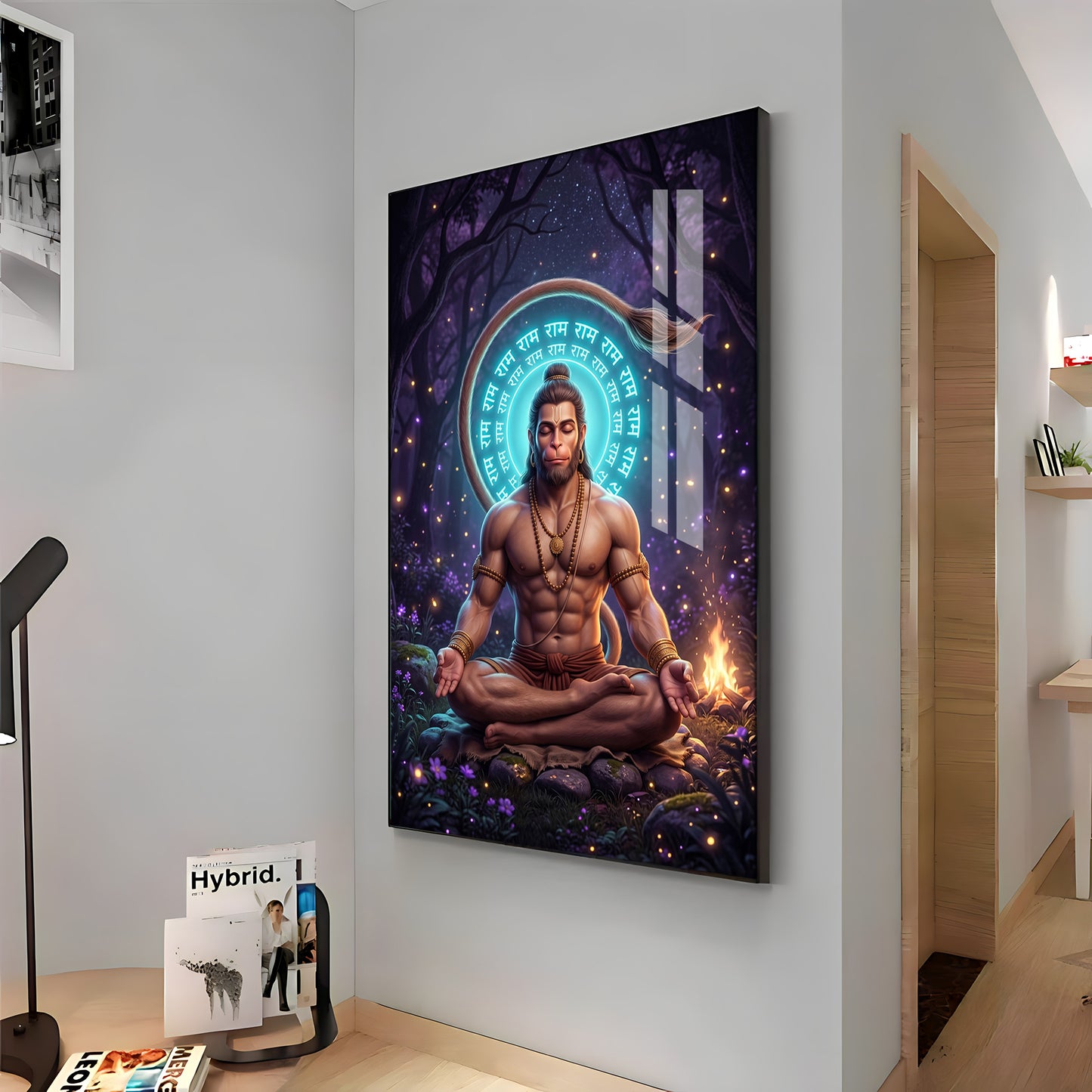 Lord Hanuman In Deep Meditation Premium Acrylic Vertical Wall Art