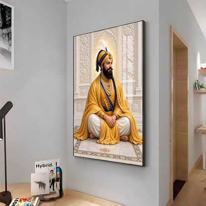 Guru Gobind Singh Ji In Yellow Attire Premium Acrylic Vertical Wall Art