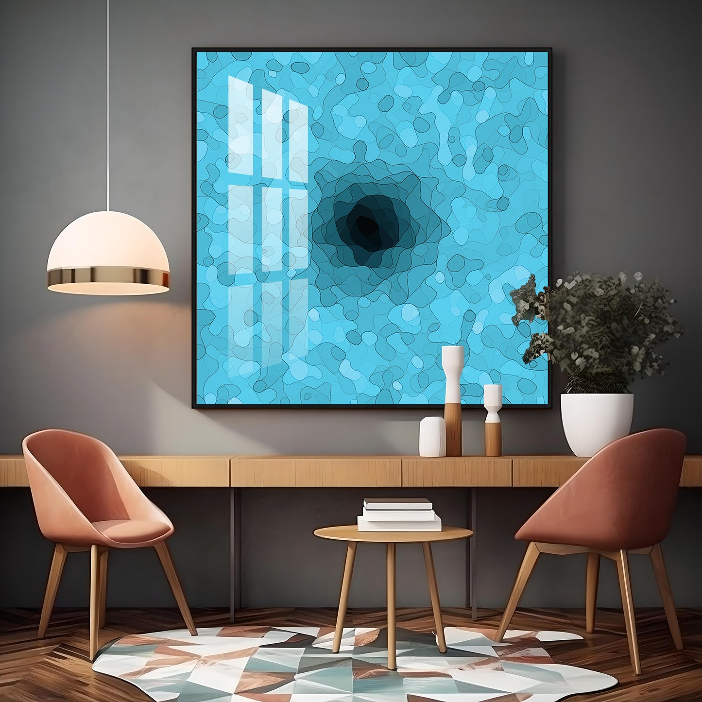 Abstract Blue Colored Design Premium Acrylic Square Wall Art
